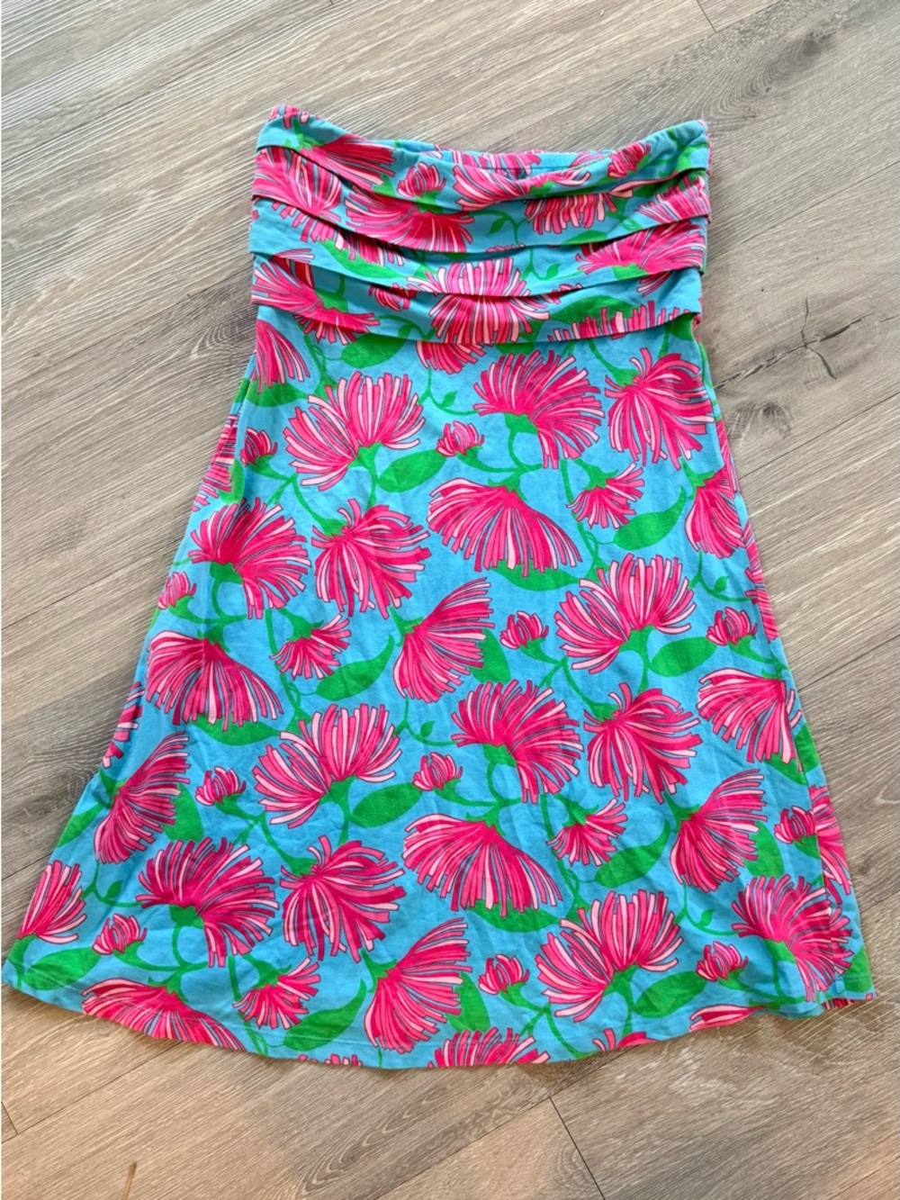 Lilly Pulitzer Blue A-Line dress with Pink Floral Print - Picture 2 of 9
